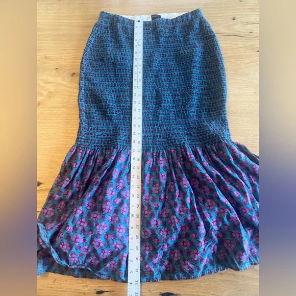 J. Crew Blue Smocked Bubble Midi Skirt - Picture 5 of 9